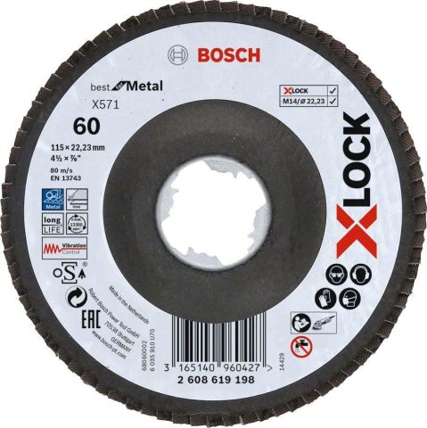 Bosch X-Lock Best Serisi Metal Flap Disk 115 mm 60 Kum