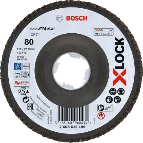 Bosch X-Lock Best Serisi Metal Flap Disk 115 mm 80 Kum