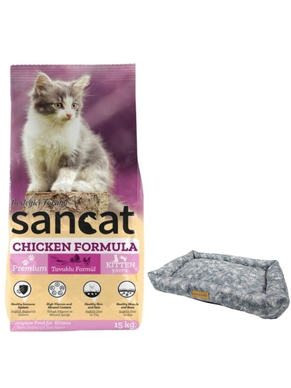 Sancat Premium Tavuklu Yavru Kedi Maması 15 Kg,Mini Small Colours Yatak