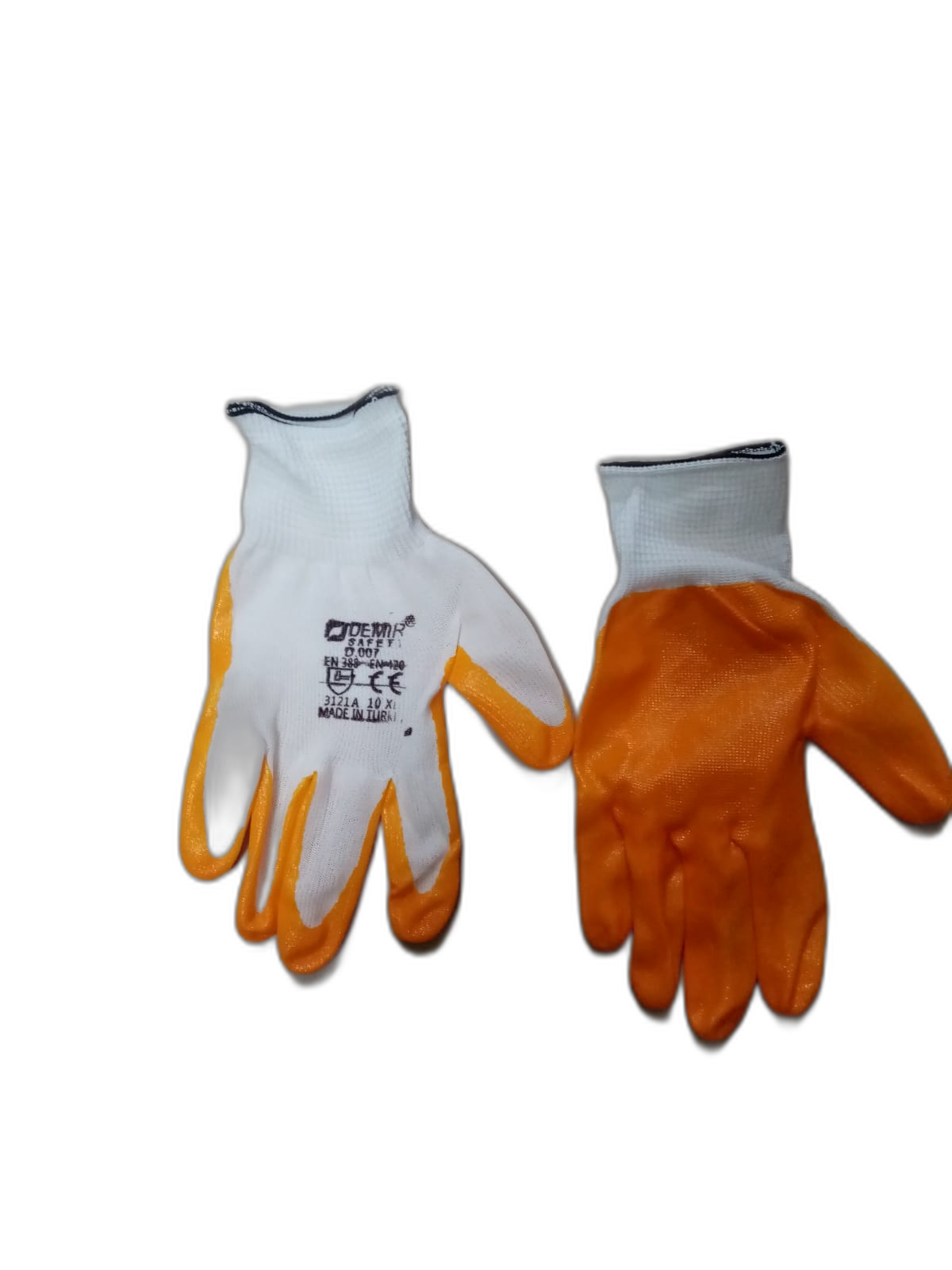 Demir Sarı Beyaz Nitril Koruyucu Eldiven