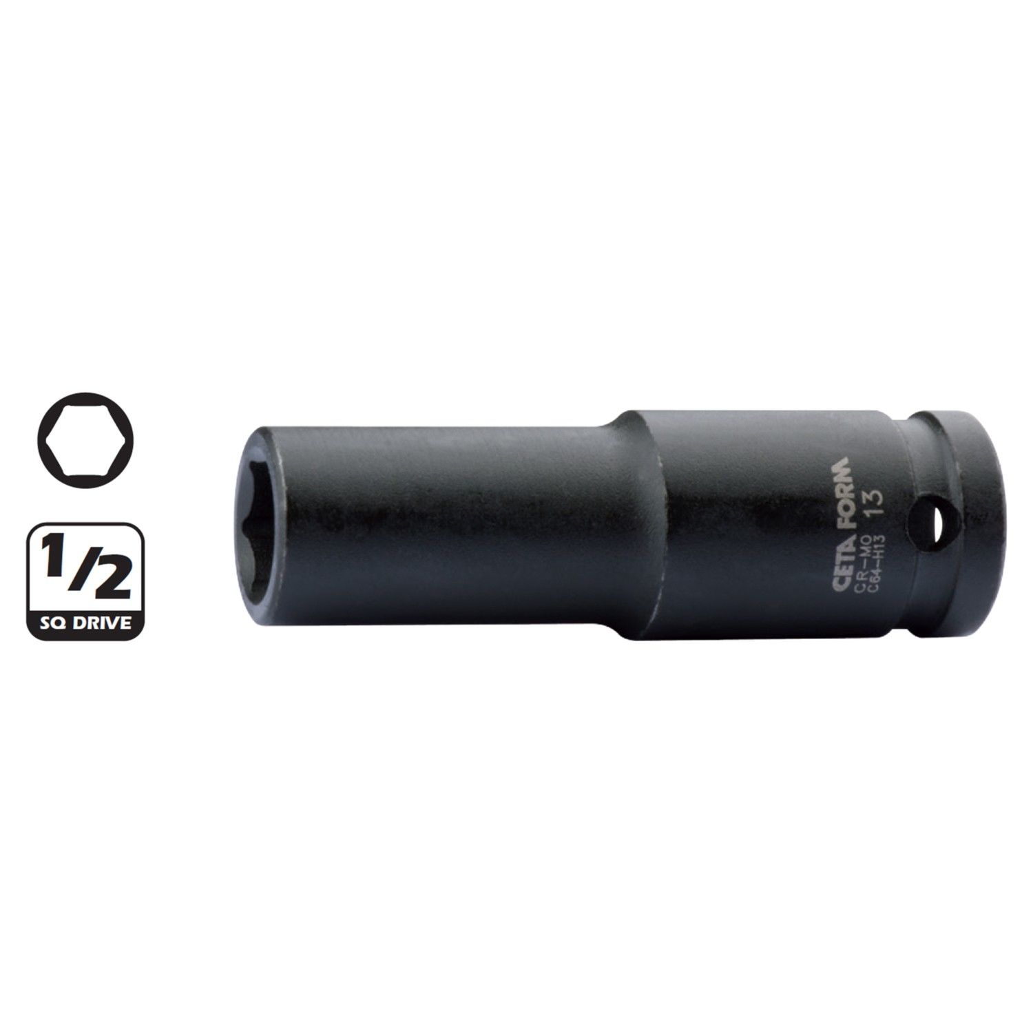 Ceta Form C64-H30 1/2'' 6 Köşe Derin Havalı Lokma Anahtar -  30 Mm