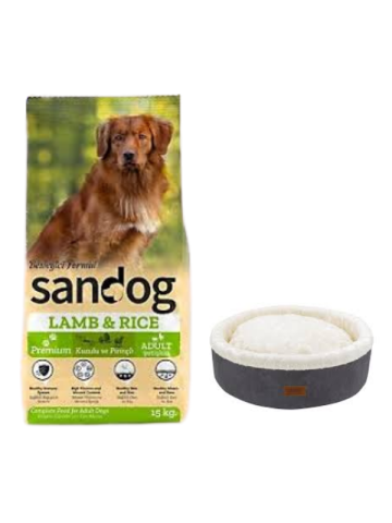 Sandog Premium Lamb&Rice Yetişkin Köpek Maması 15 Kg, Gri Mia Donut Yatak