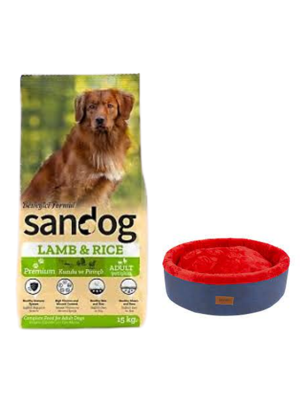 Sandog Premium Lamb&Rice Yetişkin Köpek Maması 15 Kg, Lacivert Mia Donut Yatak