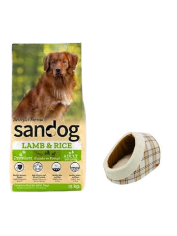 Sandog Premium Lamb&Rice Yetişkin Köpek Maması 15 Kg, Mia Alaska Ekose Krem Yatak