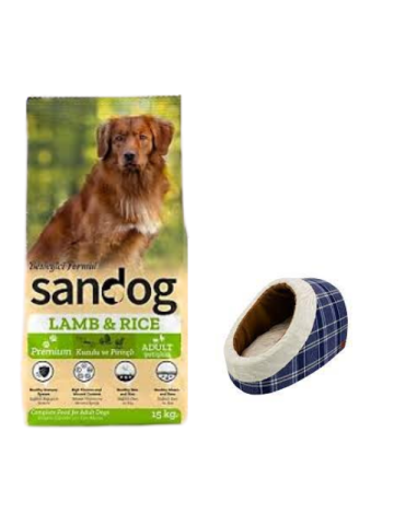 Sandog Premium Lamb&Rice Yetişkin Köpek Maması 15 Kg, Mia Alaska Ekose Mavi Yatak