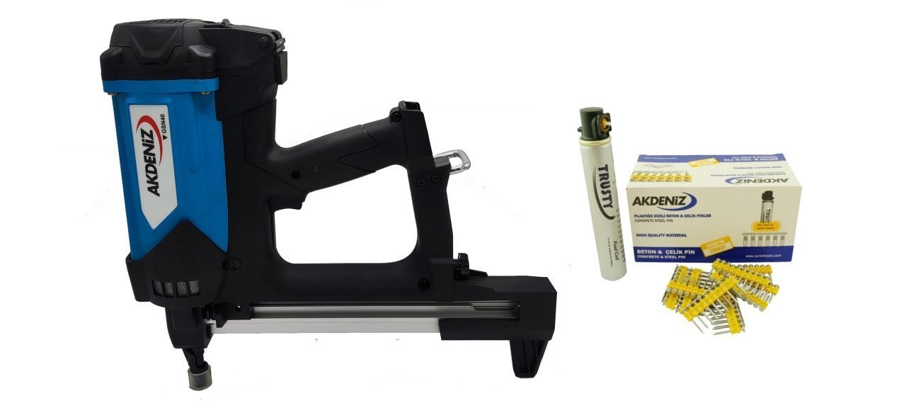 Akdeniz GSN40 Betona Gazlı Çivi Çakma Tabancası ( 15-40mm ) 10000 Adet Çivi Ve Gaz