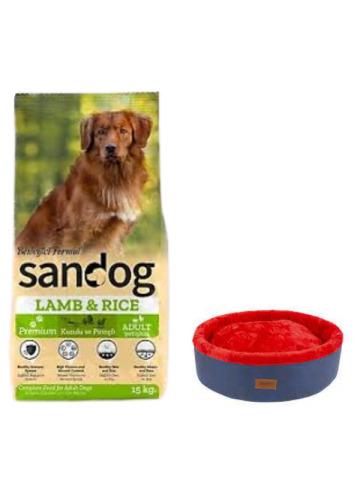 Sandog Premium Lamb&Rice Yavru Köpek Maması 15 Kg,Lacivert Mia Donut Yatak