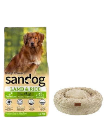 Sandog Premium Lamb&Rice Yavru Köpek Maması 15 Kg,Kahve Luxe Donut Yatak