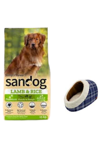 Sandog Premium Lamb&Rice Yavru Köpek Maması 15 Kg,Mia Alaska Ekose Mavi Yatak