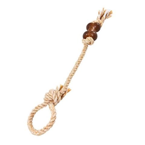 Zampa Çekiştirmeli Halat Kemikli Köpek Oyuncağı, Kahverengi 52 Cm