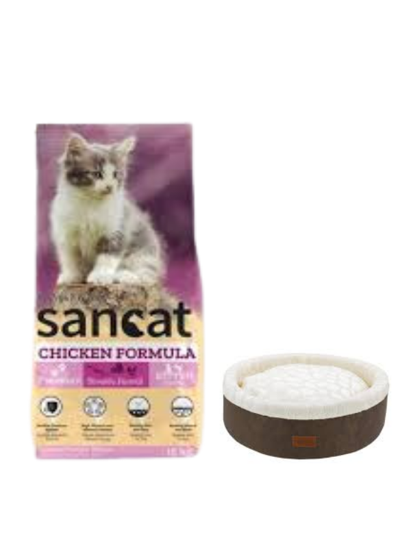 Sancat Premium Tavuklu Yavru Kedi Maması 15 Kg,Kahve Mia Donut Yatak